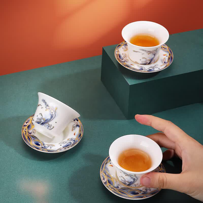 Chinese White Ceramic Kung Fu Tea Set