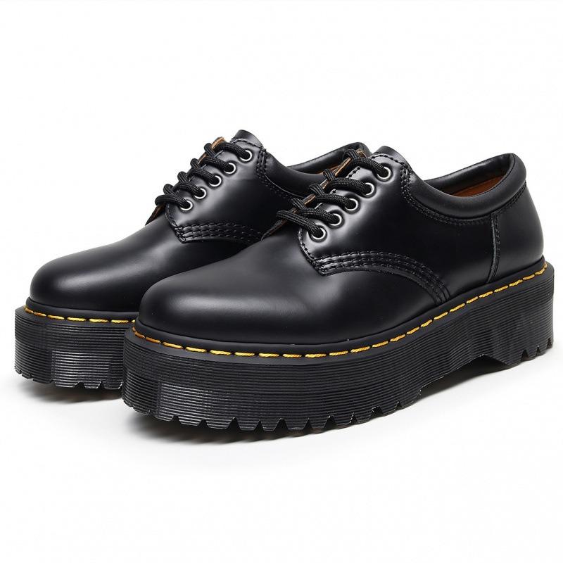 Hot-selling Thick-soled Hole Small Leather Shoes Spring and Autumn New Women's Low-top Leather Casual Muffin