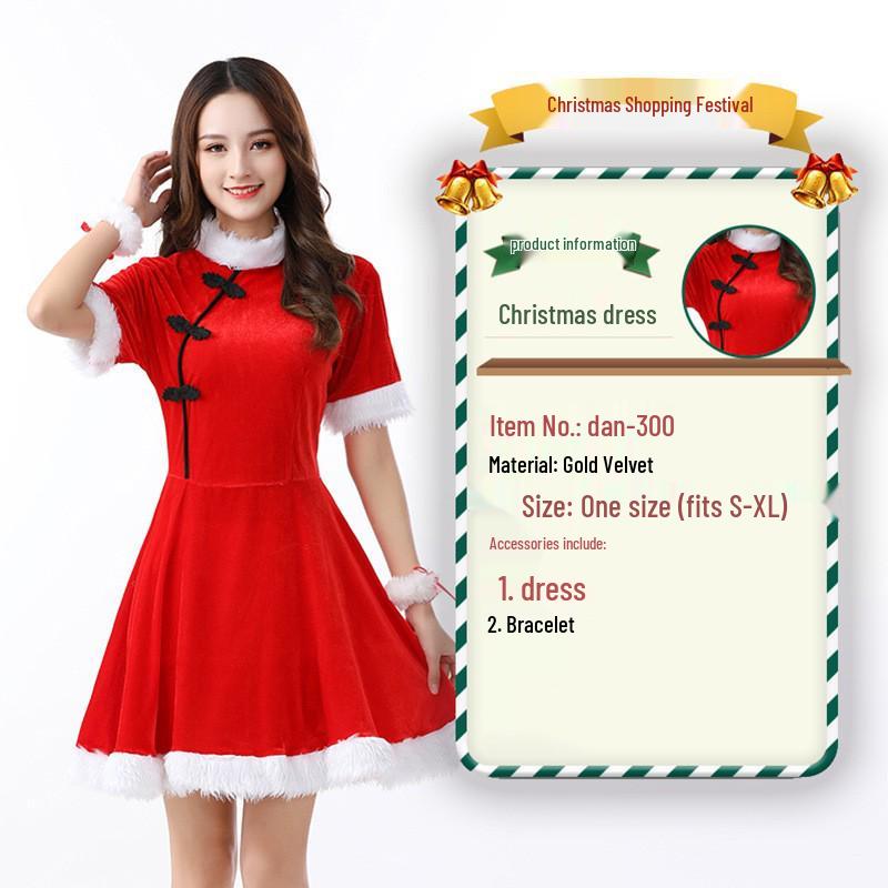 2025 Dreamy Sexy Retro Christmas Cosplay Outfit - Chinese Style Photography Costume One Size