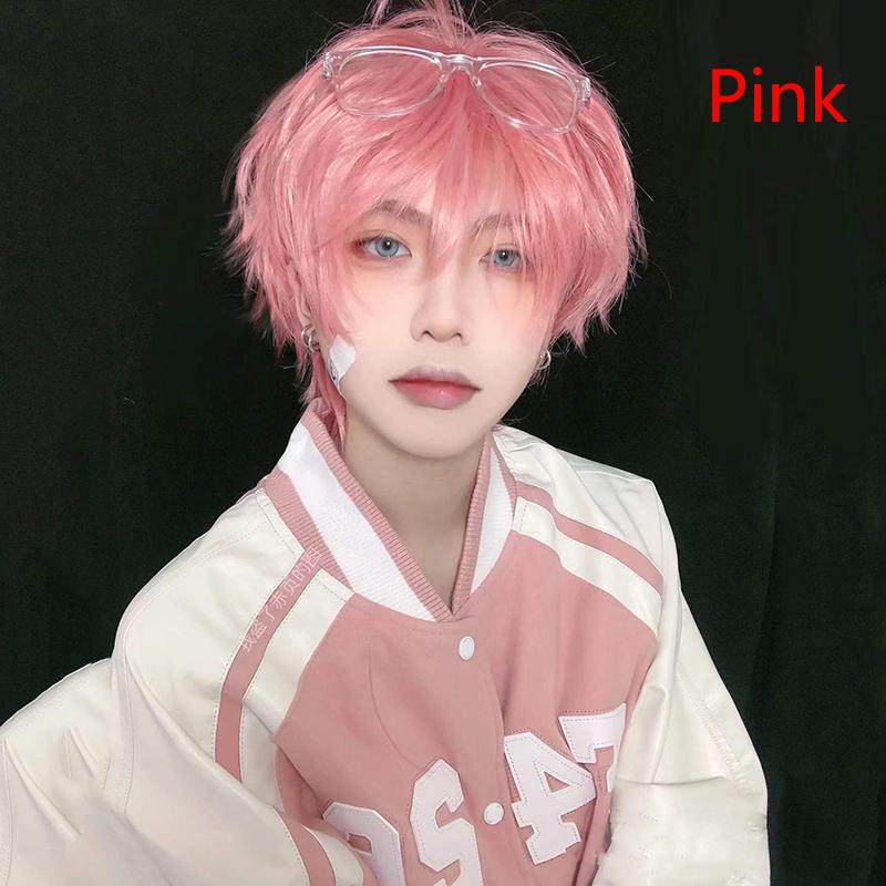 Men Anime Cosplay Wig Male Short Straight Costume Synthetic Hair Cause Wigs Heat Resistant Synthetic Scalp Hair