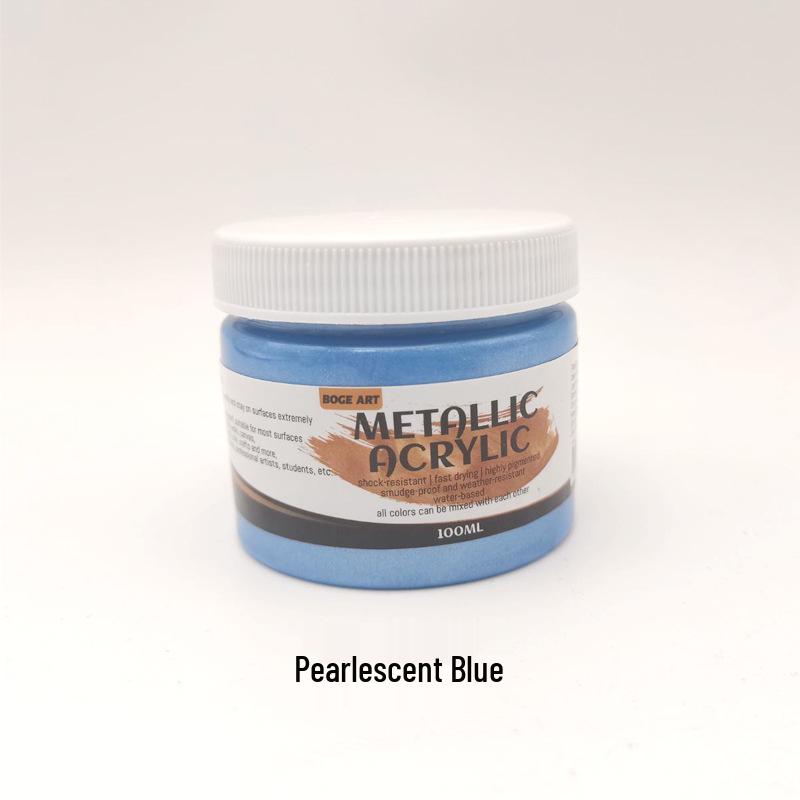 Iridescent Metallic Acrylic Paint, 100ml - Buddha Light Silver for Fluid Art, Walls, Hand-Painted Shoes, Gold Touch.