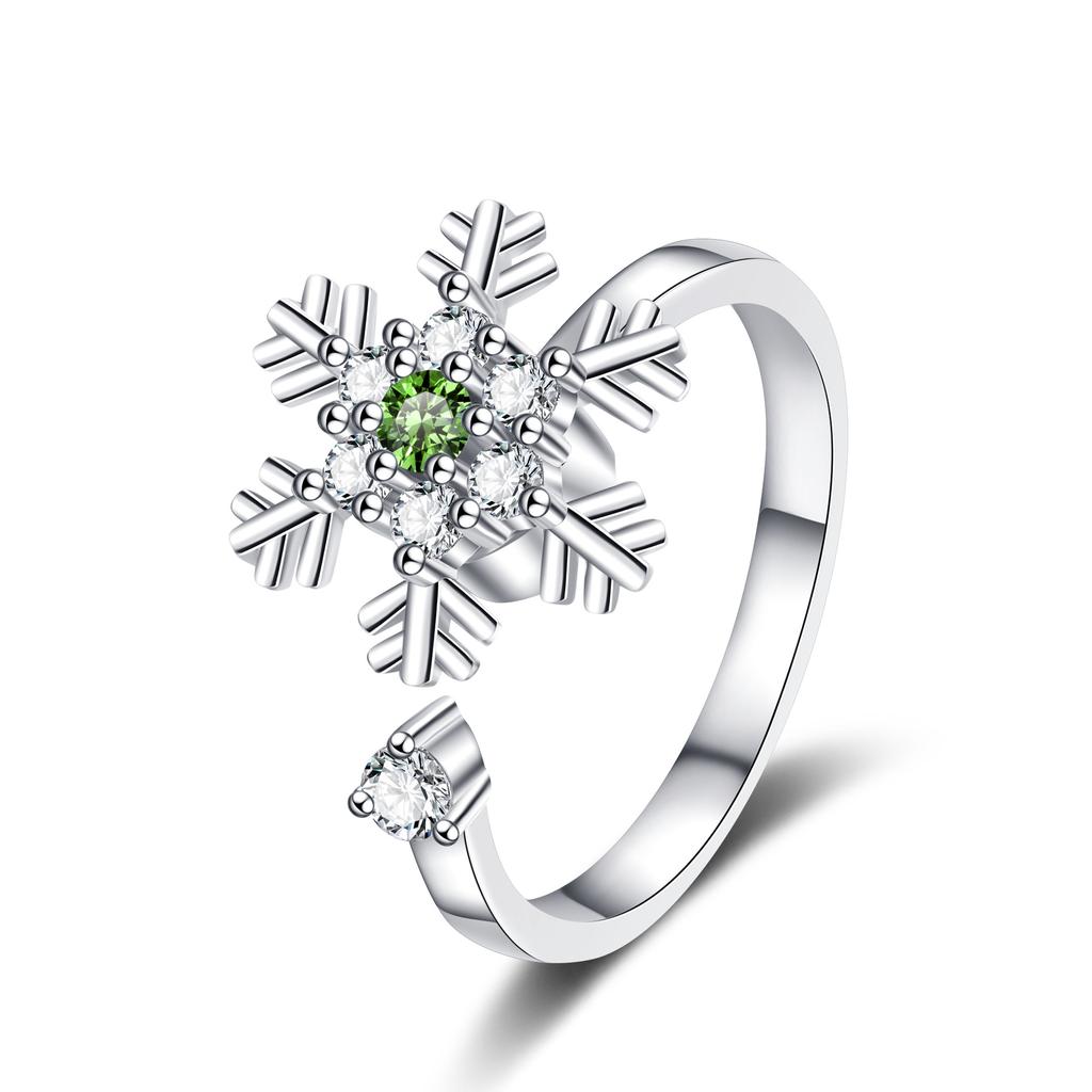 2026 Diamond-encrusted Snowflake Turning Ring Female I Niche High-end Sense Decompression Christmas Gift