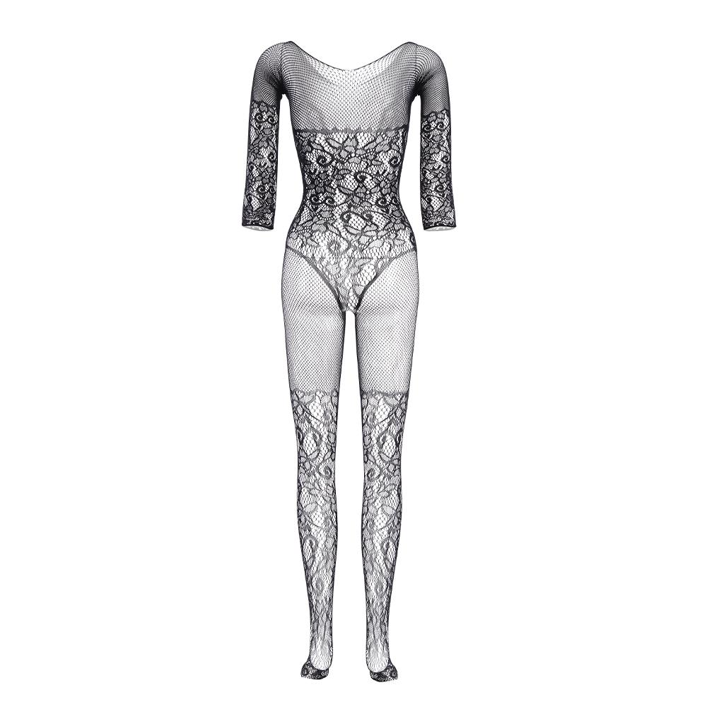 Dámská síťovaná bodystocking s dlouhým rukávem Sexy spodní prádlo Spodní prádlo Body punčochy velké velikosti Sexy oblečení