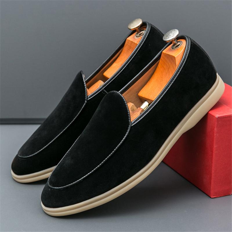 

Высококачественные новые мужские замшевые туфли-лодочки с острым носом, обувь из натуральной кожи, повседневные лоферы, формальная обувь для платья, Sapatos Tenis Masculino 38