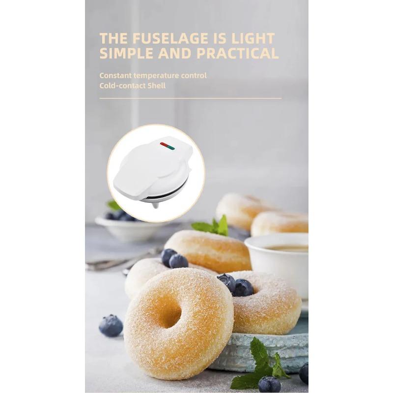Mini Donut Maker Machine Non-stick Surface for Kids Breakfast Snack Desserts Makes 7 Doughnuts White Color Home Appliances