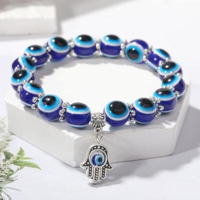 Devil's Eye Bracelet Men's and Women's Simple Beaded Elastic Bracelet 8mm Beads