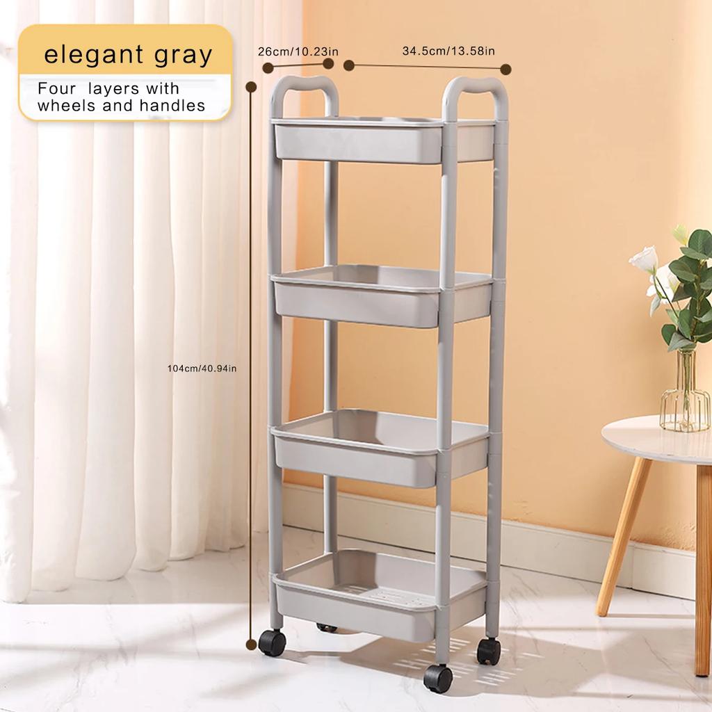 Multi Functional Kitchen Trolley Organizer Storage Rack Multi-Tiered Kitchen Cart with 360° Swivel Wheels Large Capacity Shelf