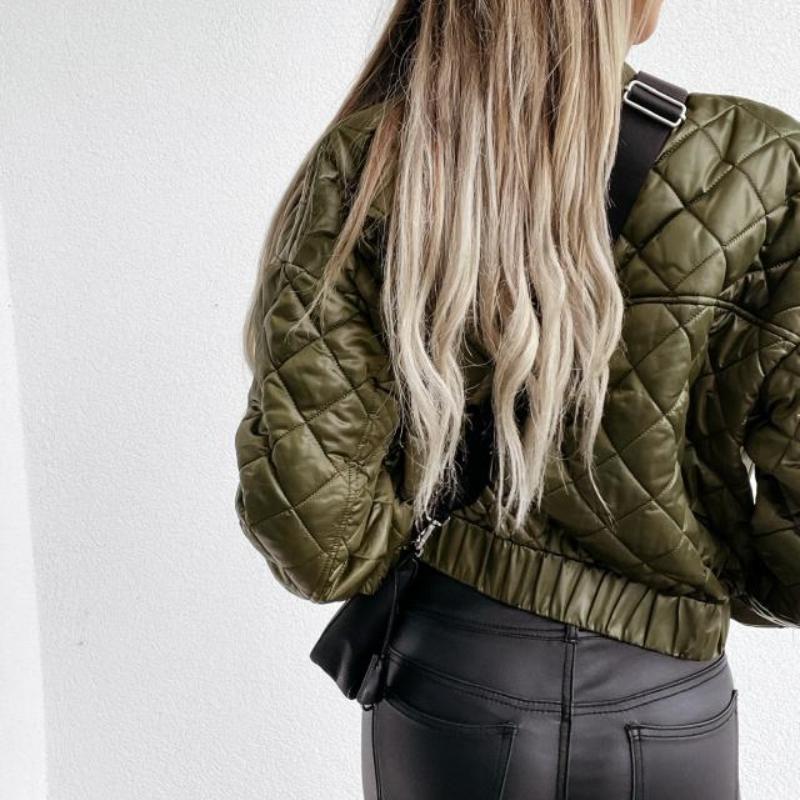 Autumn and Winter Women's New Long-sleeved Solid Colour Short Section Zip Jacket Cotton Jacket