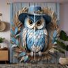 2pcs Set HD Garden Wind Straw Owl Decorative Curtain Blue Tie Digital Printed Curtain Home Decoration Style Decoration Living