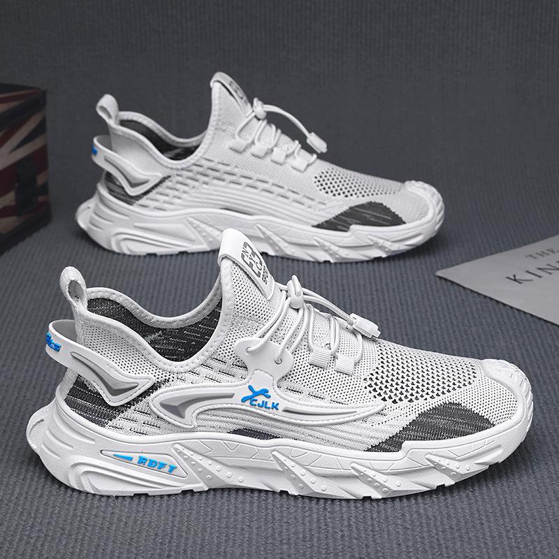 Men's Shoes 2025 Summer New Men's Elastic Band Trendy Casual Shoes Outdoor Comfortable Breathable Mesh Sports Trendy Shoes