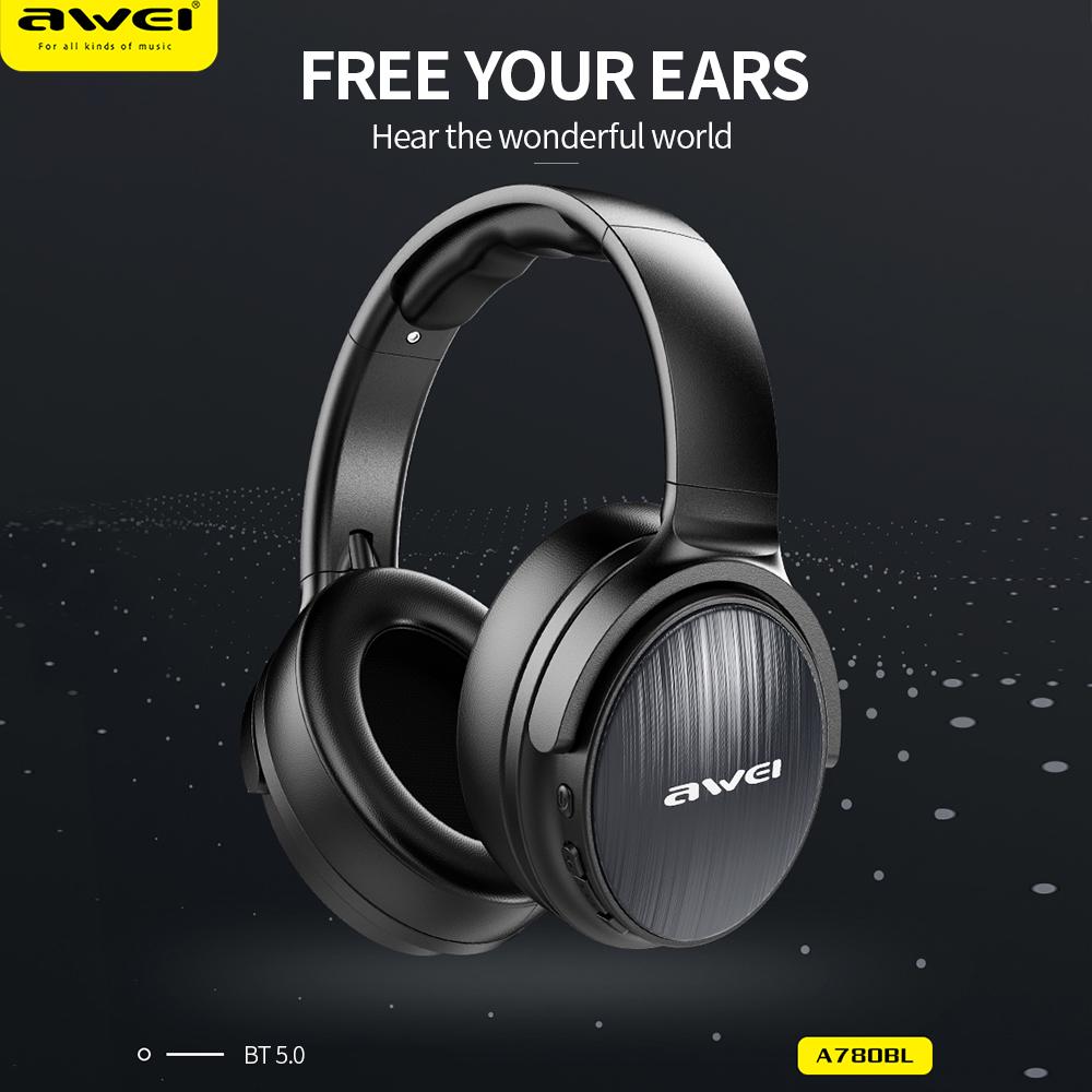 AWEI A780BL BT 5.0 Headphone Wireless&Wired Stereo Headset with Microphone Deep Bass Gaming Music Computer Phone