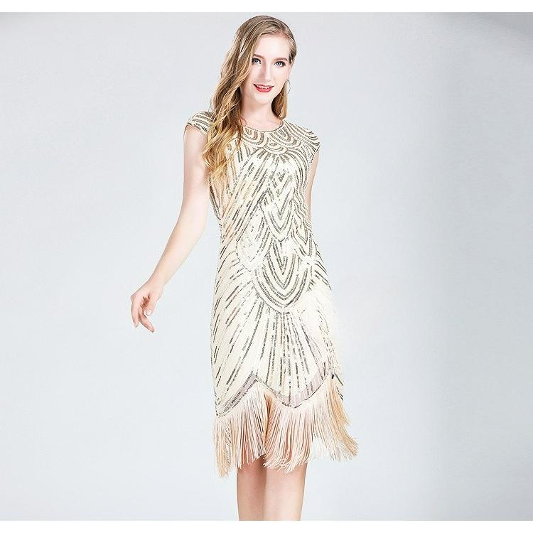 Retro Sequined Tassel Skirt Toast Dress Tassel Dress Party Dance Dance Party Dance Skirt Holiday Gift