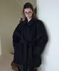 OVERDUEFLAIR Volume Sleeve Wool Half Coat_Navy