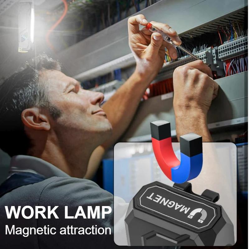 Přenosné LED pracovní světlo RGB Dobíjecí hliníková slitina Magnetická svítilna 15 světelných režimů Multifunkční kempingové UV světlo