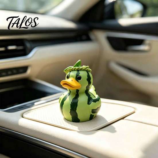 Nature Inspired Room Decor Whimsical Watermelon & Dragon Fruit Duck Figurine, Funny Resin Statue, Cute Animal Collectibles Desk for Home Office