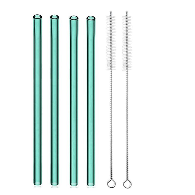 4 szt. 20 cm Szklane Słomki do Picia Wielokrotnego Użytku Kolorowe Szklane Słomki do Napojów Sok Ekologiczne Słomki Koktajlowe Barowe Naczynia do Picia