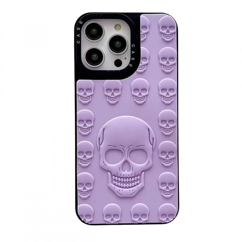 3D Cartoon Skull Silicone Case for Apple 15 Pro - Full Coverage Protective Skin