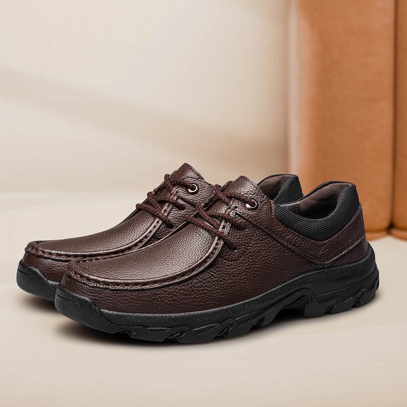 Fashion Hot Sale Men Genuine Leather Casual Shoes Soft Sole Hiking Shoes Lace-up Luxury Brand Sneakers Lightweight Male Treking Footwear