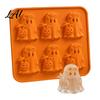 Ghost Ice Cube Tray Mold 6 Cavity Silicone Tray 3D Whiskey Shape Flexible Maker for Halloween Whisky Cocktails Decorative Cocktail
