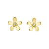 CZ 14K Yellow Gold Flower Screw Back Screw Type Petit Earrings [Bling Jewelry] Leave-on