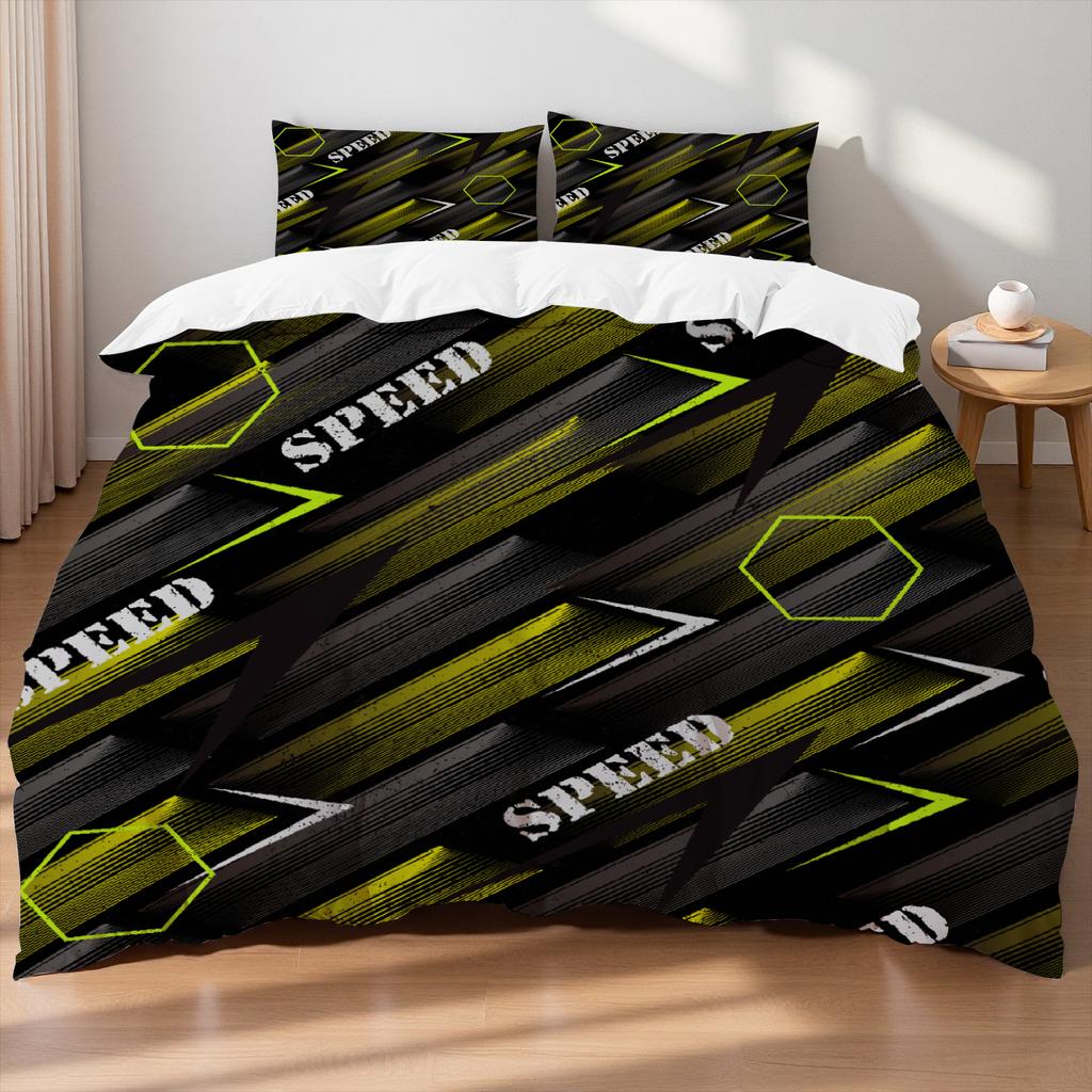 King Size Bedding Set Orange Black Abstract Brush Stroke Modern Graffiti Print Breathable Duvet Cover Set For Teen Bedroom