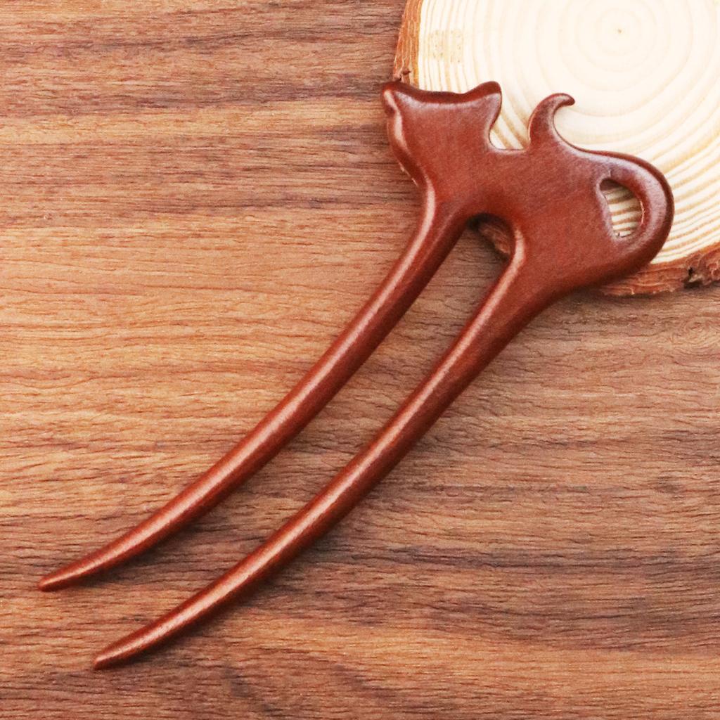 Wood Wooden Hair Stick U-Shaped Hair Fork Cat Butterfly Chinese Style Fashion Hairpin Buns Rabbit Headwear Girl Hair Accessories