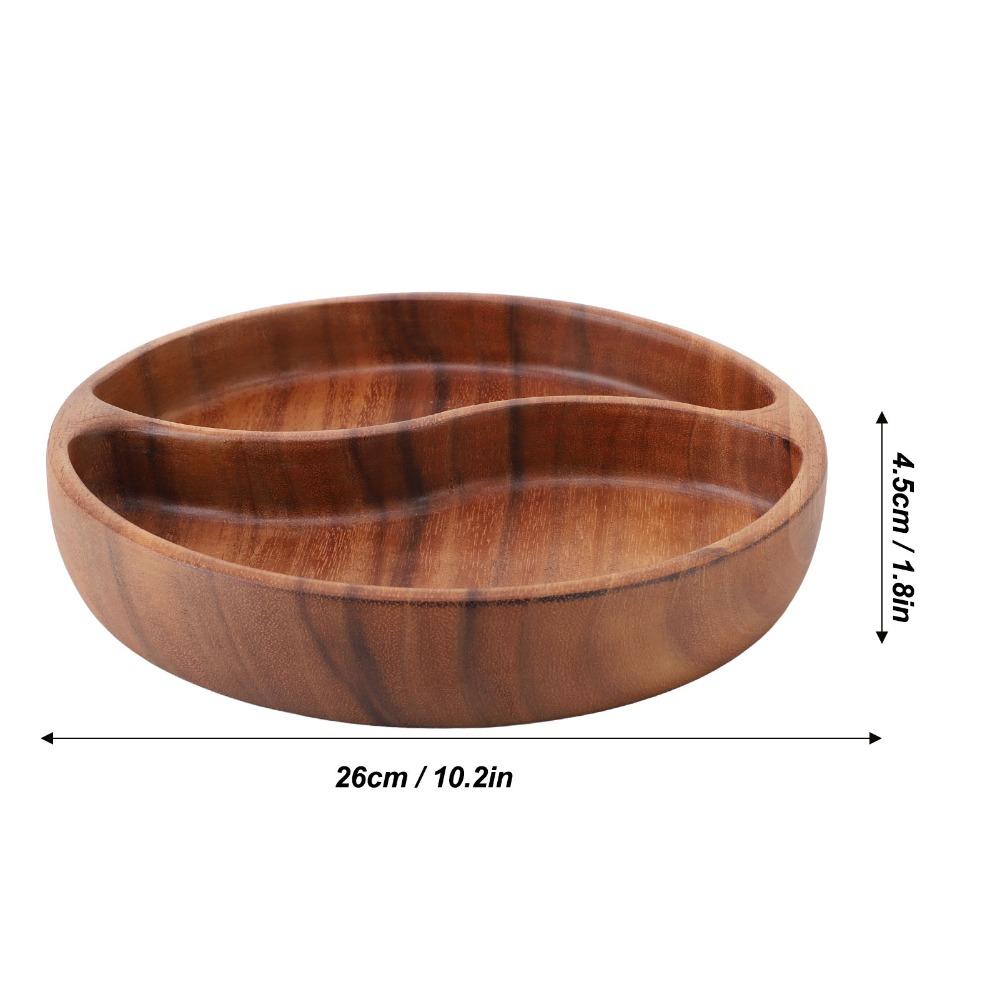 Wooden Salad Bowl Round and Oval Thickened Fruit Tray Wear-resistant Edge Divided Compartments Serving Platter Salad Storage