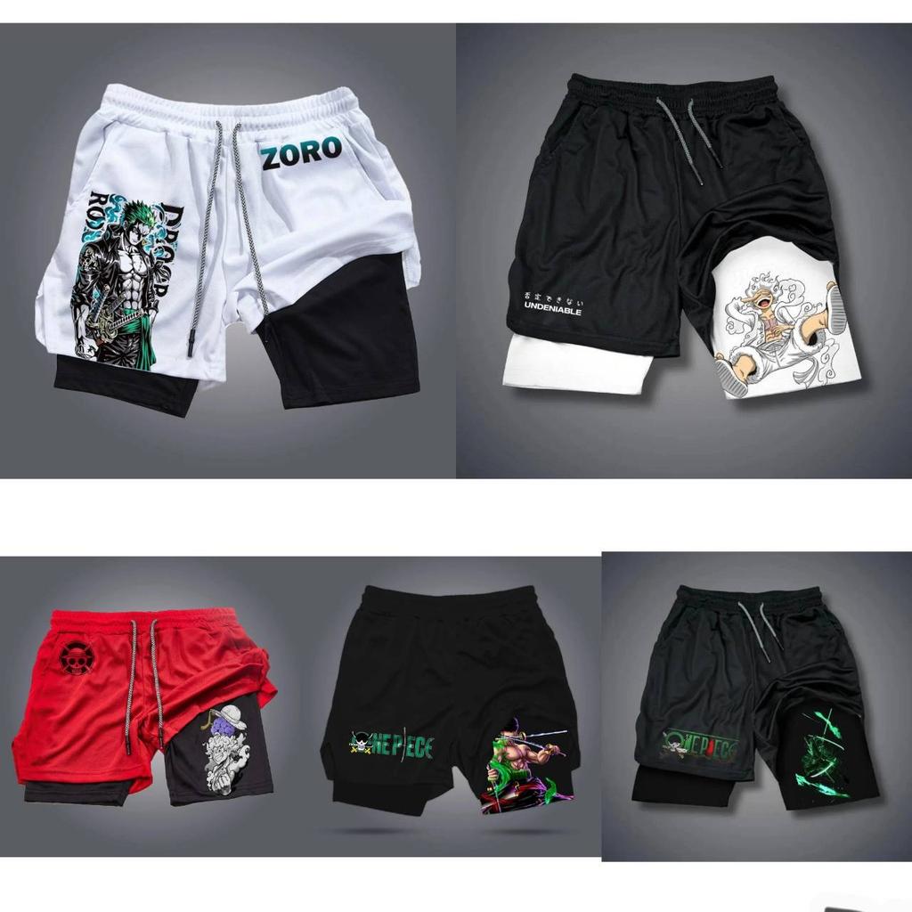 Muay Thai Kickboxing Boxing MMA Pirate Onepiece Luffy Zoro Straw Hat Cartoon Japan Shorts Unisex Workout Quick Dry Print Elastic Waist Training
