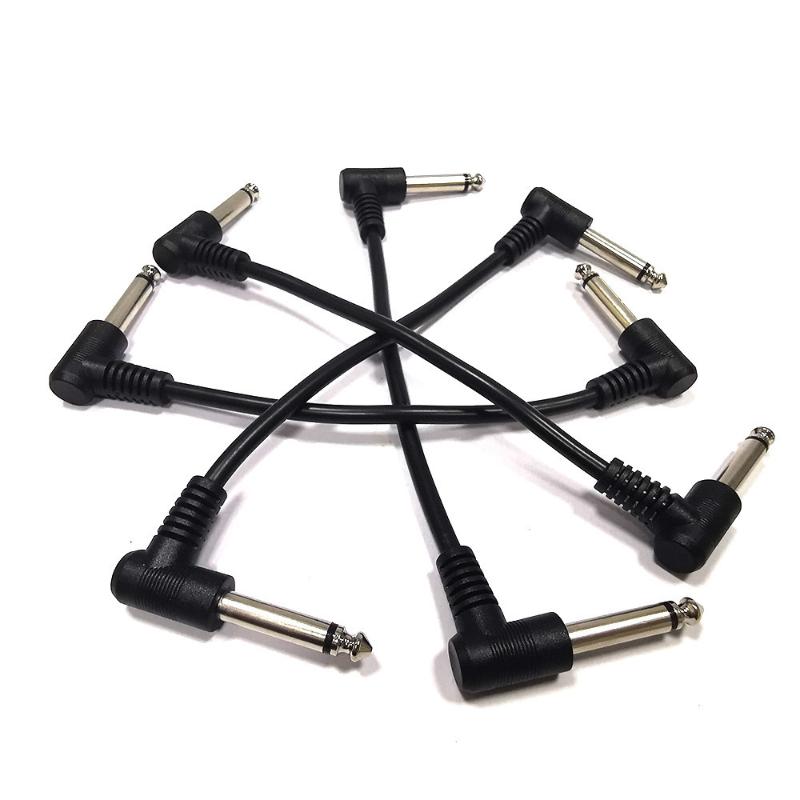 2Pcs 10/30/50Cm Anti-Noise Electric Guitar Pedal Audio Cable 1/4" Right Angle Pedal Connectors Kit
