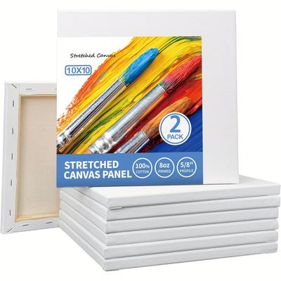 2/8 Tela Branca Esticada - 10 x 10 polegadas 100% Algodão 5/8 de polegada Embalagem Ultra Valor para Acrílico Óleo e Outras Mídias de Pintura