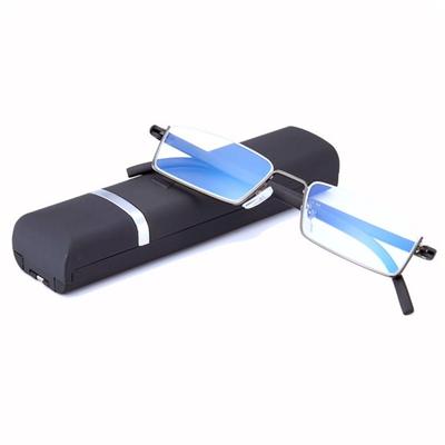 Tr Pc Reading Glasses With Case Metal Strength: 1.0~4.0X Presbyopia Eyeglasses Rectangle Anti Eyestrain Reading Glasses Readers