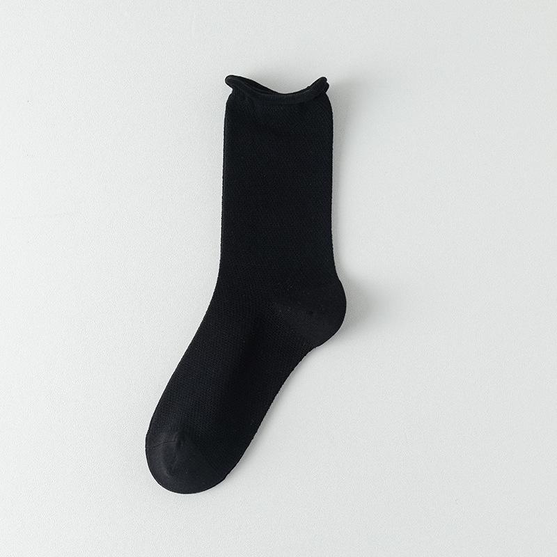 Female Spring and Autumn Pure Cotton Sweat Absorbing Boneless Loose Mouth In The Tube Pile Socks