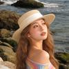 Fashion Wide Brim Summer Sun Hats UV Protection Ribbon Decor Flat Top Hat Versatile Adjustable Beach Hats for Women