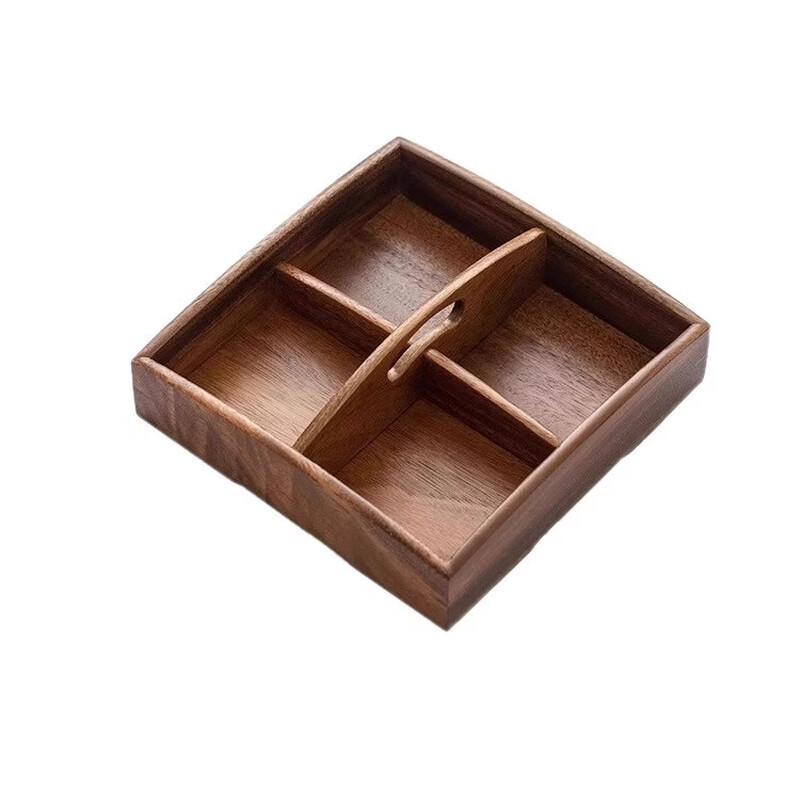 Walnut Wood Four-Compartment Snack Tray