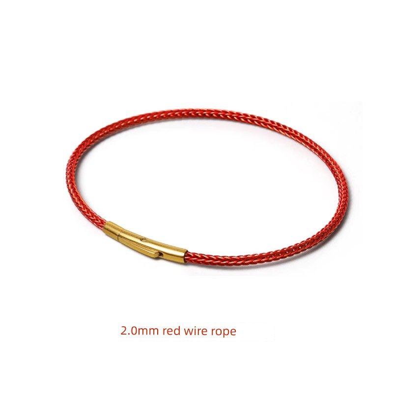 

Ремешок из стального троса 2 мм Мужской и женский шнурок 3D Жесткое Чистое золото Маленькое отверстие Золотые бусины удачи Это год животного Красный веревочный браслет 3 мм 18cm Red 2mm (gold lock)