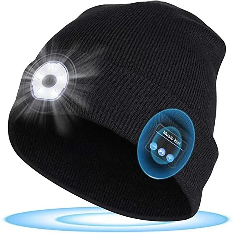 Hot Warm Beanie Wireless LED Music Hat Wireless Smart Cap Headphone Speaker Wireless Communication Night Outdoor Lighting Hat