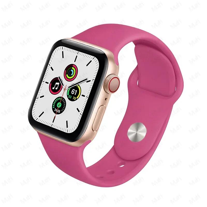 Silicone Strap For Apple Watch Band 44mm 40mm 45mm 42-38-41mm original 1:1 bracelet iwatch series 8 7 se 3 4 5 6 9 ultra 2 49mm