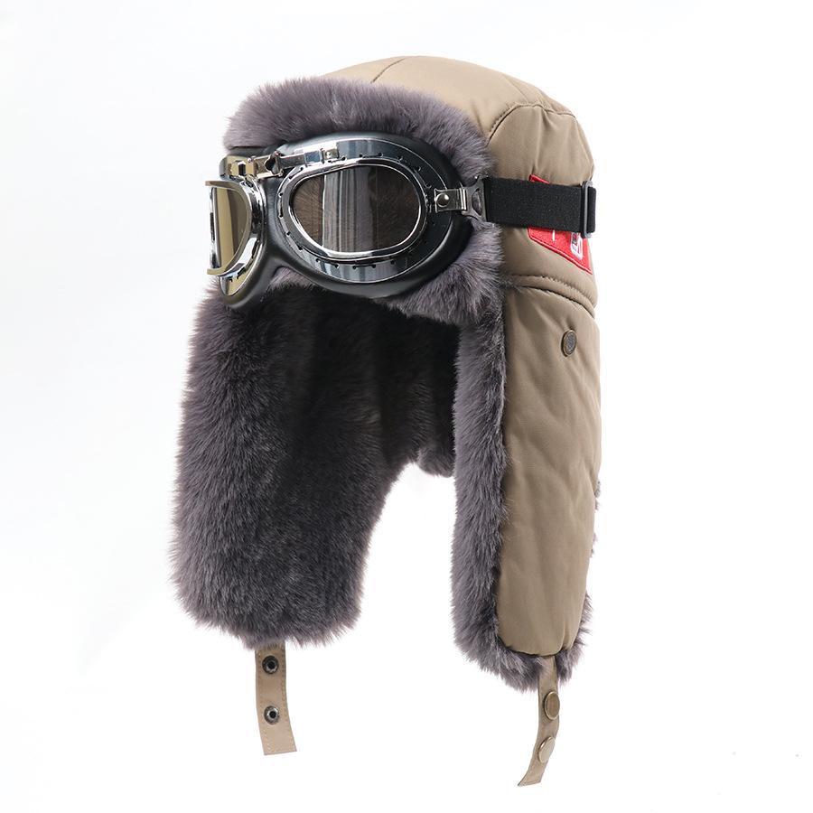 

Новые зимние очки, шапки-ушанки, утолщенные плюшевые ушные протекторы с китайской вышивкой, ветрозащитные шапки для велоспорта и лыж Average Size хаки