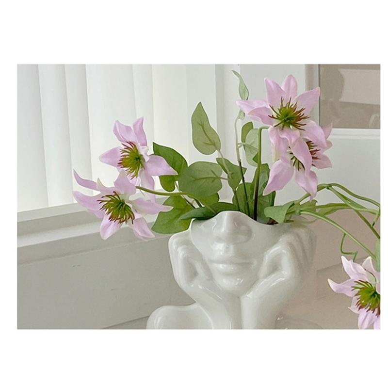 M-Modern-Nordisk Stil Blomvas Kvinnokropp Halvt Ansikte Blomkruka Vas Konst Hantverk Sovrum Vardagsrum Skrivbordsdekor