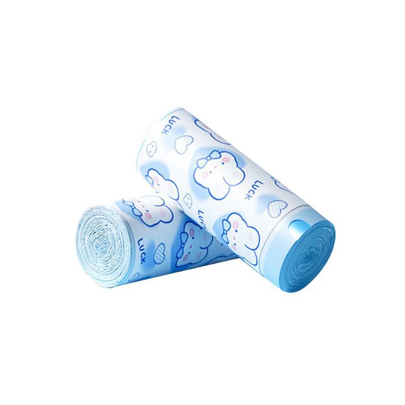 Blue Heart Cartoon Rabbit Drawstring Garbage Bags - 100 Pack