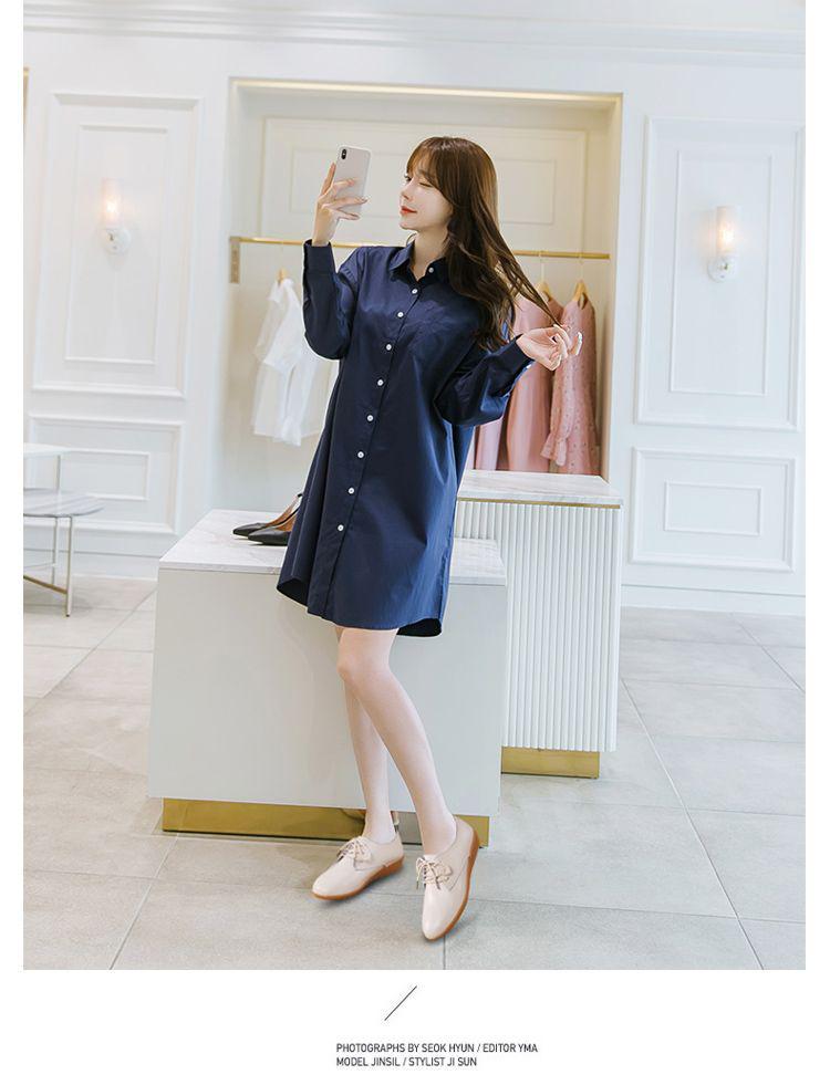 Women's White Lace-up Round Toe Non-slip Genuine Leather Flat Shoes - Casual & Versatile Korean Style