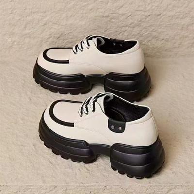 Veelzijdige damesschoenen met plateauzool, nieuwe lente- en herfstmode, middelhoge hak, verhogend, enkele schoenen