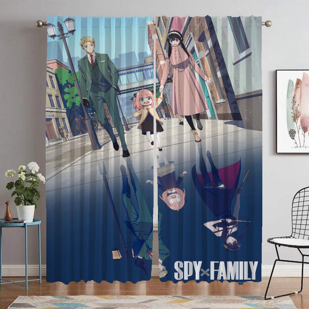 Spy X Family Curtains Child Room Tulle for Bedroom Living Room Curtain Home Interior Curtains 2 Pieces Shades Partition Kitchen