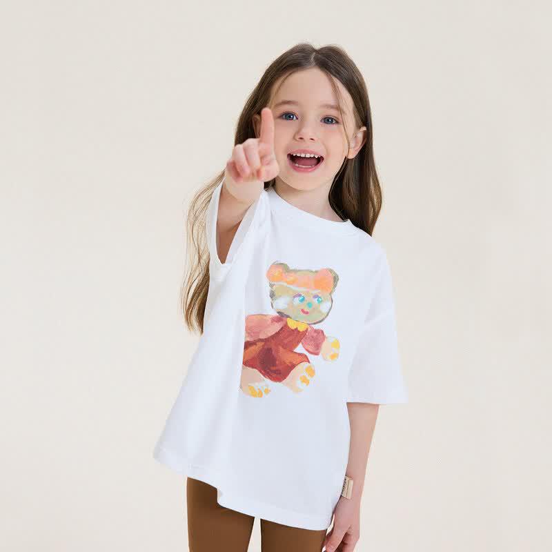 Yun'er Ma Girls' Cartoon Print Cotton T-Shirt