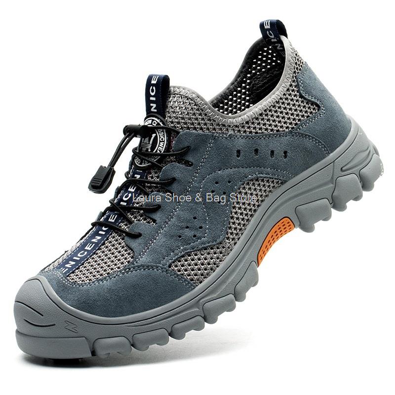 Fashion Summer Safety Shoes Men Breathable Work Safety Boots Air Cushion Steel Toe Sneaker Male Construction Sport Work Shoes Protective