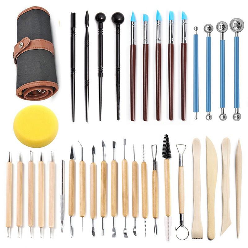 Pottery Carving & Sculpting 36-Piece Tool Set for Clay and Polymer DIY Crafting