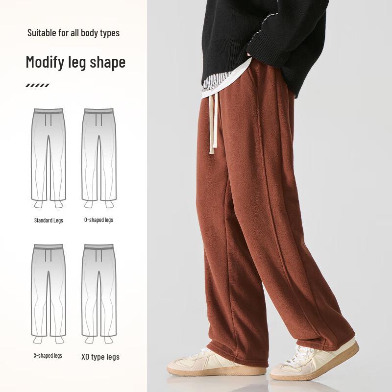 JEANSWEST LIFE Men's Autumn/Winter Fleece-lined Loose Straight-Leg Casual Pants