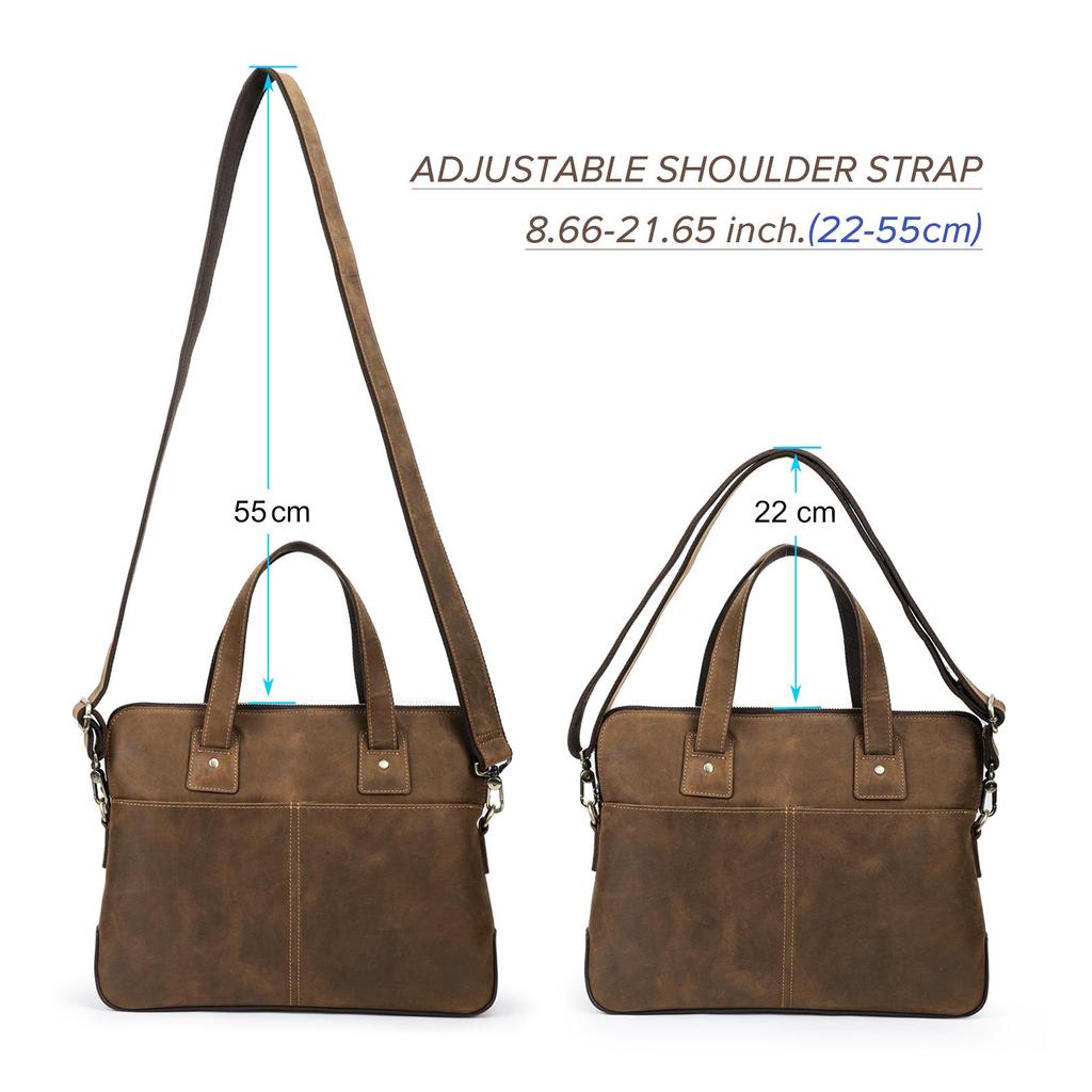 CONTACT'S Genuine Leather Laptop Bags for Men Business Messenger Shoulder Bags for 13.3/15.4/16 Inch Laptop Male Computer Tote Bags