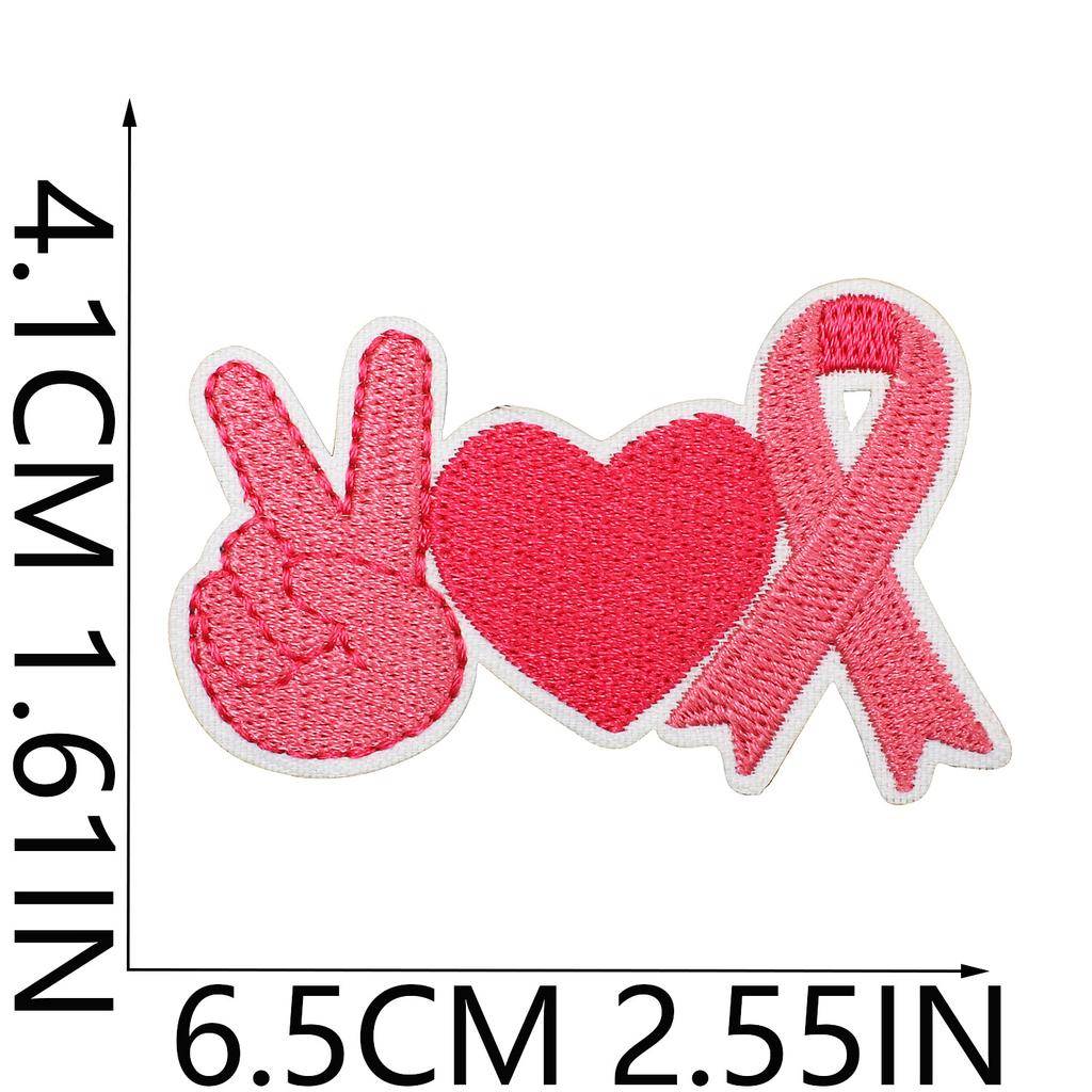 Health Day Embroidery Sticker Caring For Women Zhang Zai Computer Embroidery Label Clothes Bag Decoration Pink Ribbon Patch Sticker