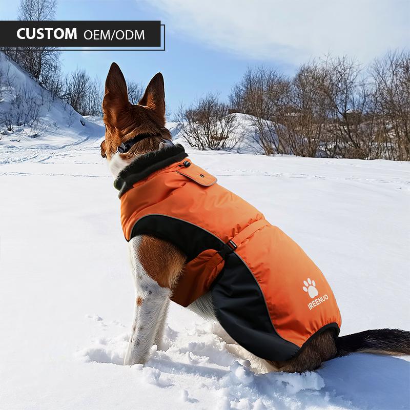 High Quality Orange Adjustable Bust Windproof Comfortable Waterproof Warm with Reflective Strips Pet Clothes
